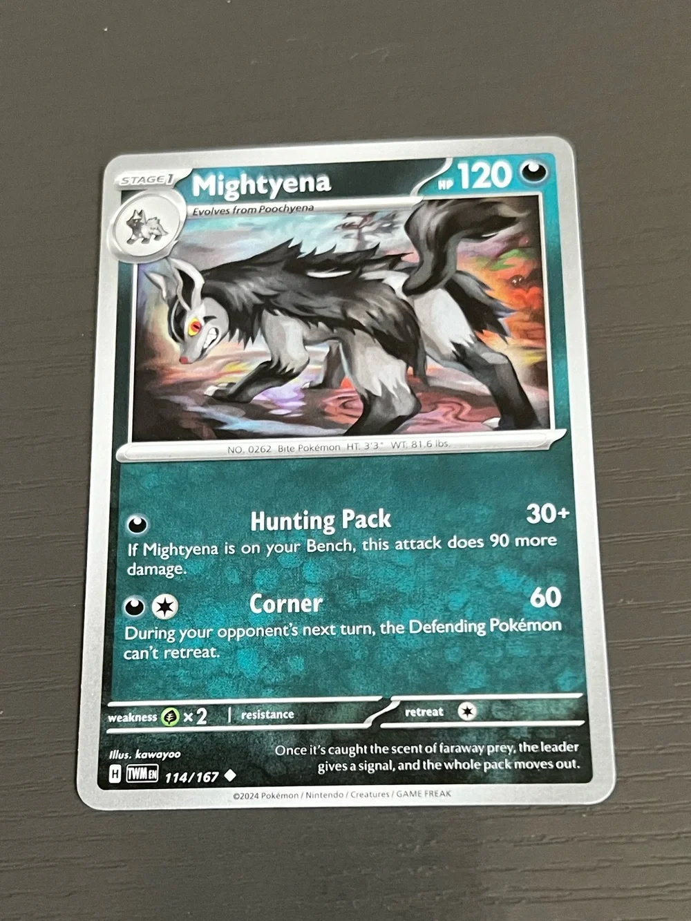 Pokémon TCG Cards. Marnie's Scrafty 133/182 HP 120 And Mightyena 114/167 HP 120